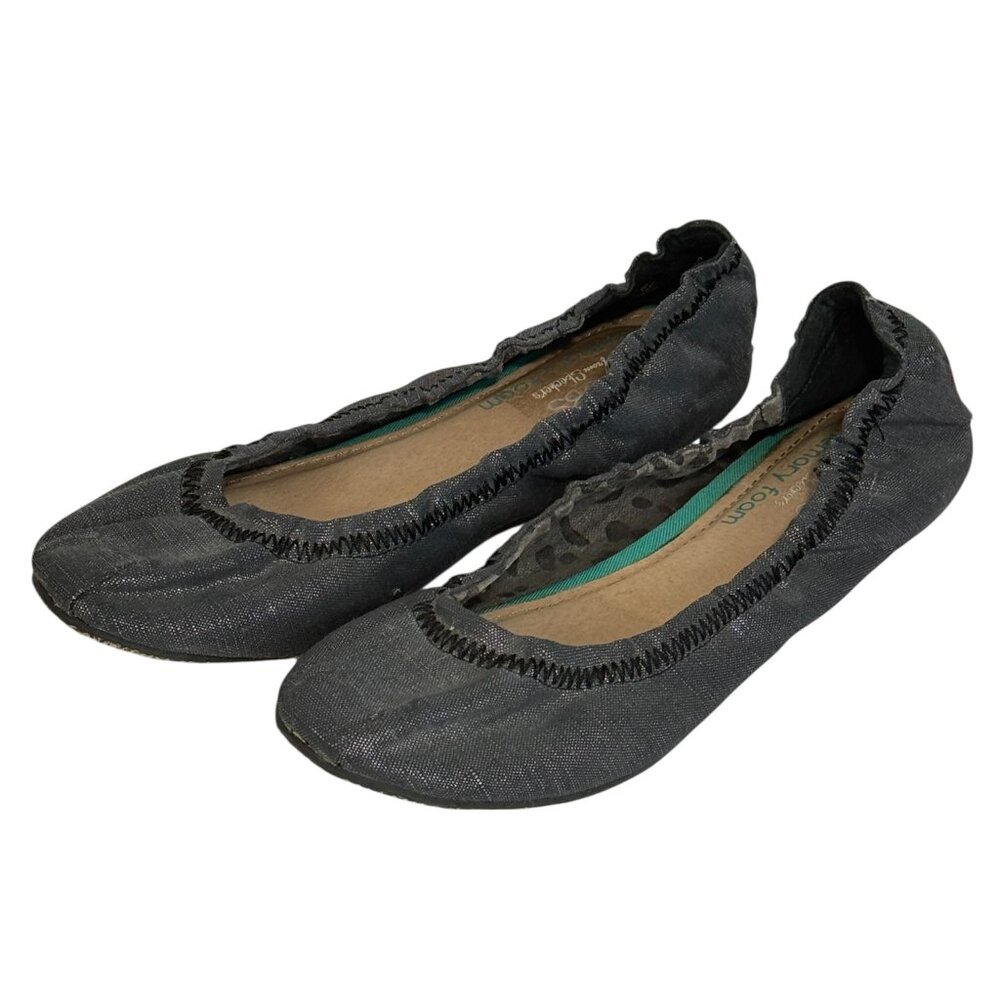 BOBS Metallic Blue Ballerina Slip On Memory Foam Slip-On Shoes Flats 7.5